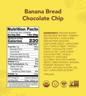 Banana Bread Chocolate Chip – Protein Bars (Out of stock)
